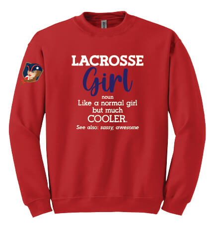 Lacrosse Girl Crewneck Sweatshirt red