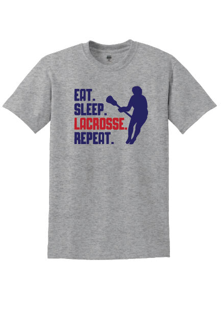 Eat Sleep Lacrosse Repeat Short Sleeve T-Shirt gray