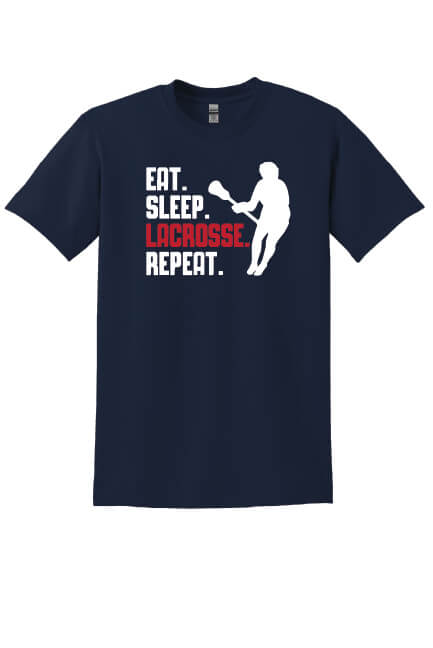 Eat Sleep Lacrosse Repeat Short Sleeve T-Shirt (Youth) navy