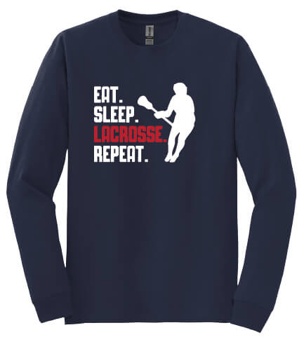Eat Sleep Lacrosse Repeat Long Sleeve T-Shirt navy