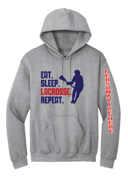 Eat Sleep Lacrosse Repeat Hoodie (Youth) gray