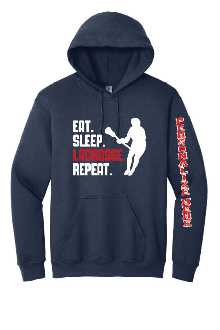 Eat Sleep Lacrosse Repeat Hoodie (Youth) navy