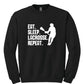 Eat Sleep Lacrosse Repeat Crewneck Sweatshirt black