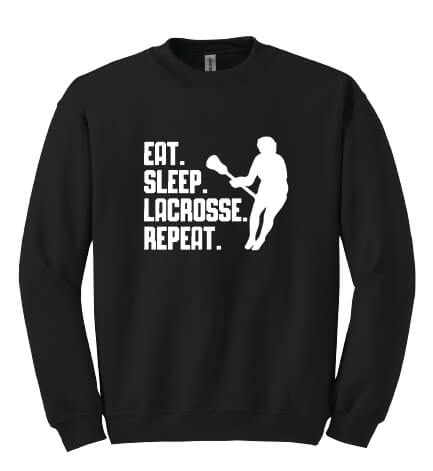 Eat Sleep Lacrosse Repeat Crewneck Sweatshirt (Youth) black