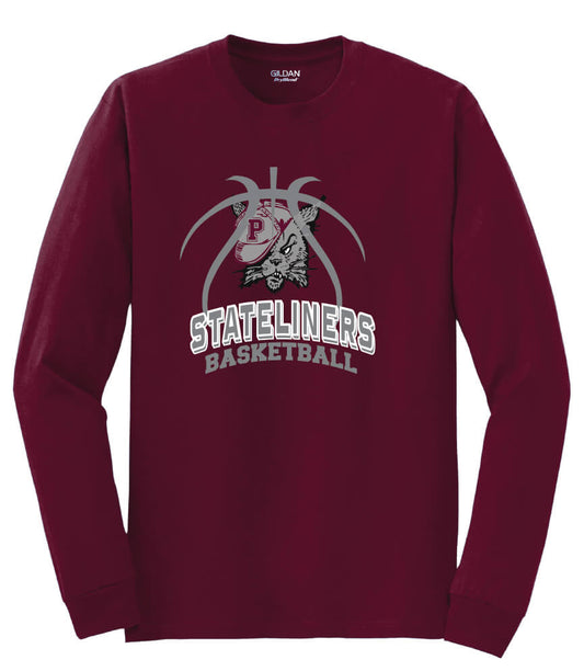 Stateliners Basketball Bobcat Long Sleeve T-Shirt maroon