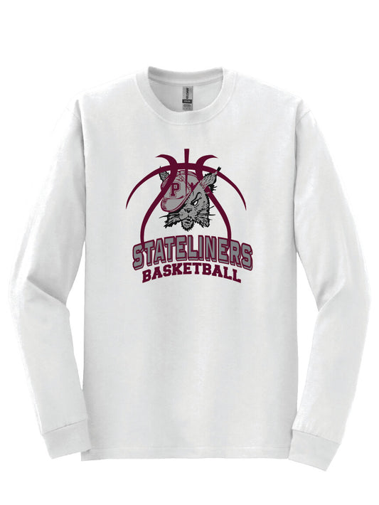 Stateliners Basketball Bobcat Long Sleeve T-Shirt (Youth) white