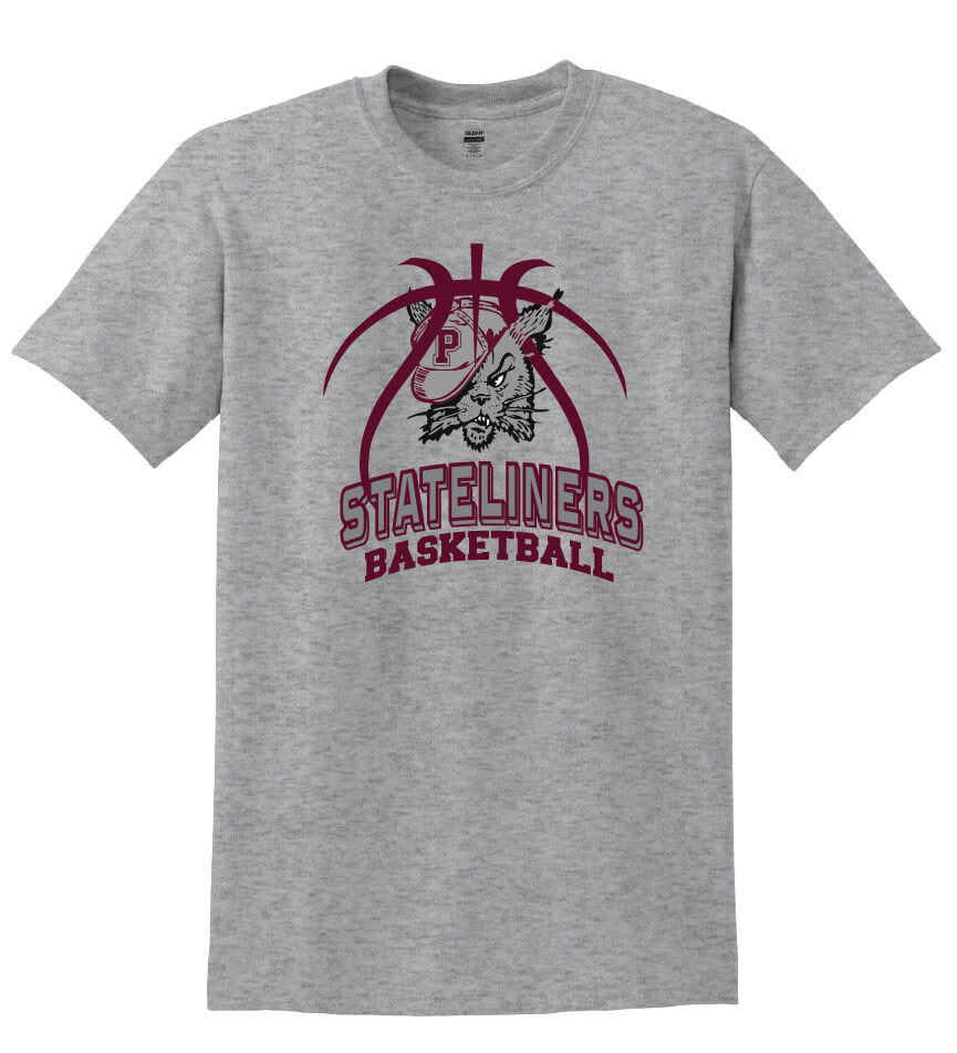 Stateliners Basketball Bobcat Short Sleeve T-Shirt (Youth) gray