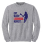 Eat Sleep Lacrosse Repeat Crewneck Sweatshirt (Youth) gray