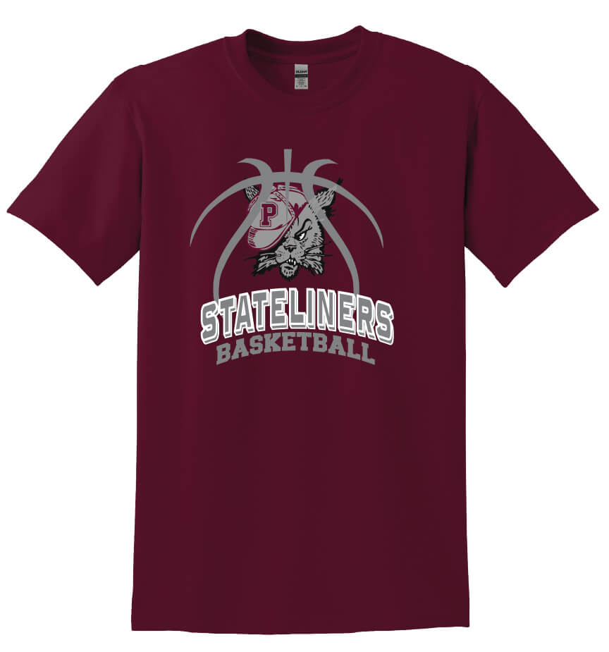 Stateliners Basketball Bobcat Short Sleeve T-Shirt maroon