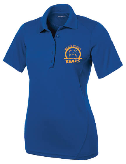 Ladies Short Sleeve Polo royal with yellow logo